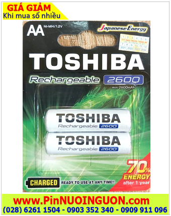 Pin Máy ảnh Kỹ thuật số _Pin sạc NiMh 1.2v Toshiba TNH-6GAE BP-2C AA 2600mAh 1.2v, Loại vỉ 2viên